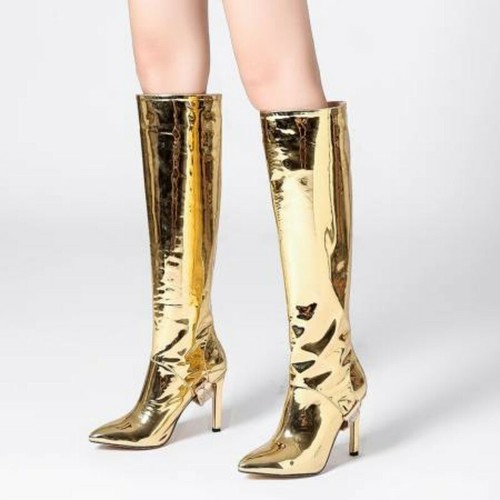 over the knee metallic boots